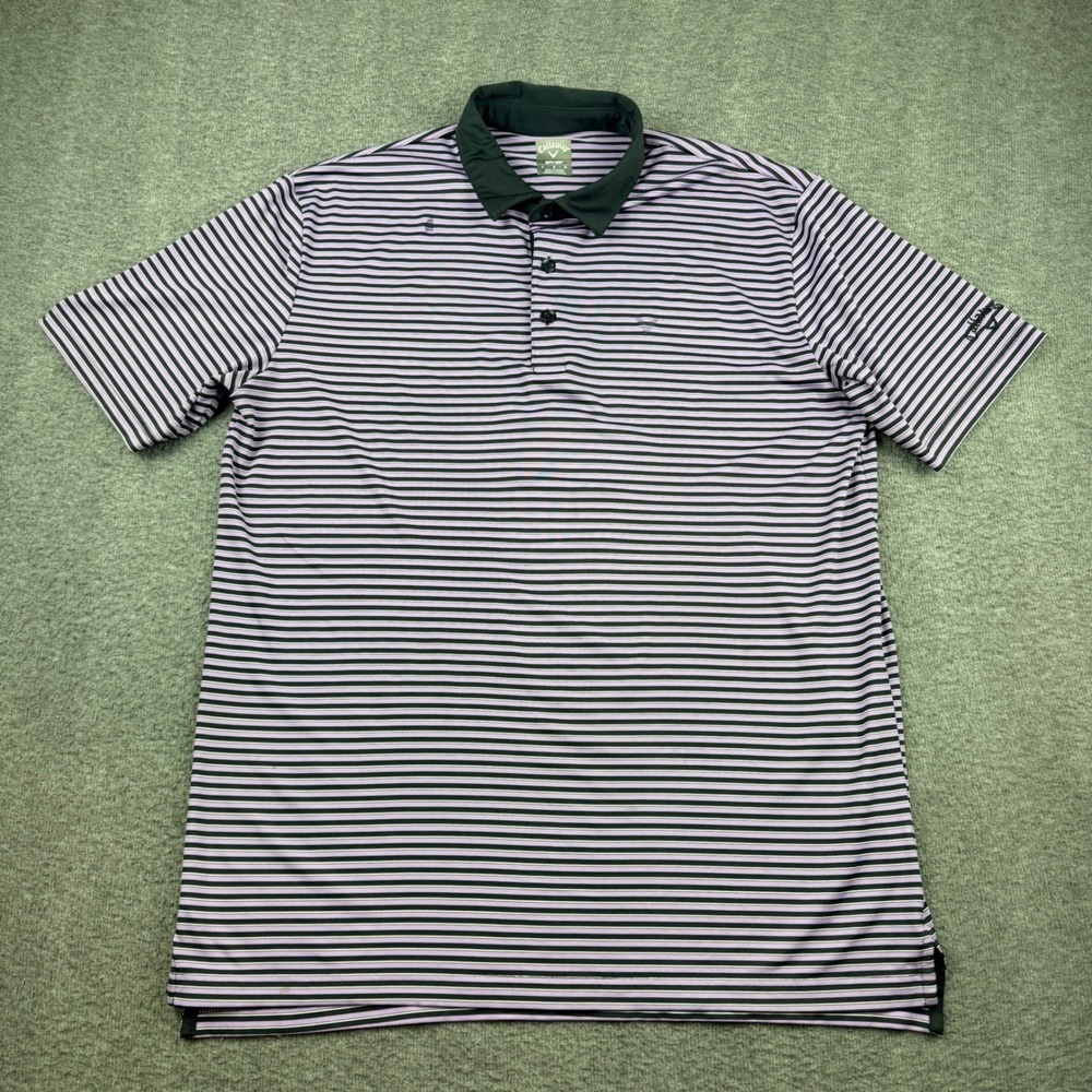 Callaway Golf Men's Large Opti-Dri Striped Polo Shirt Purple Black